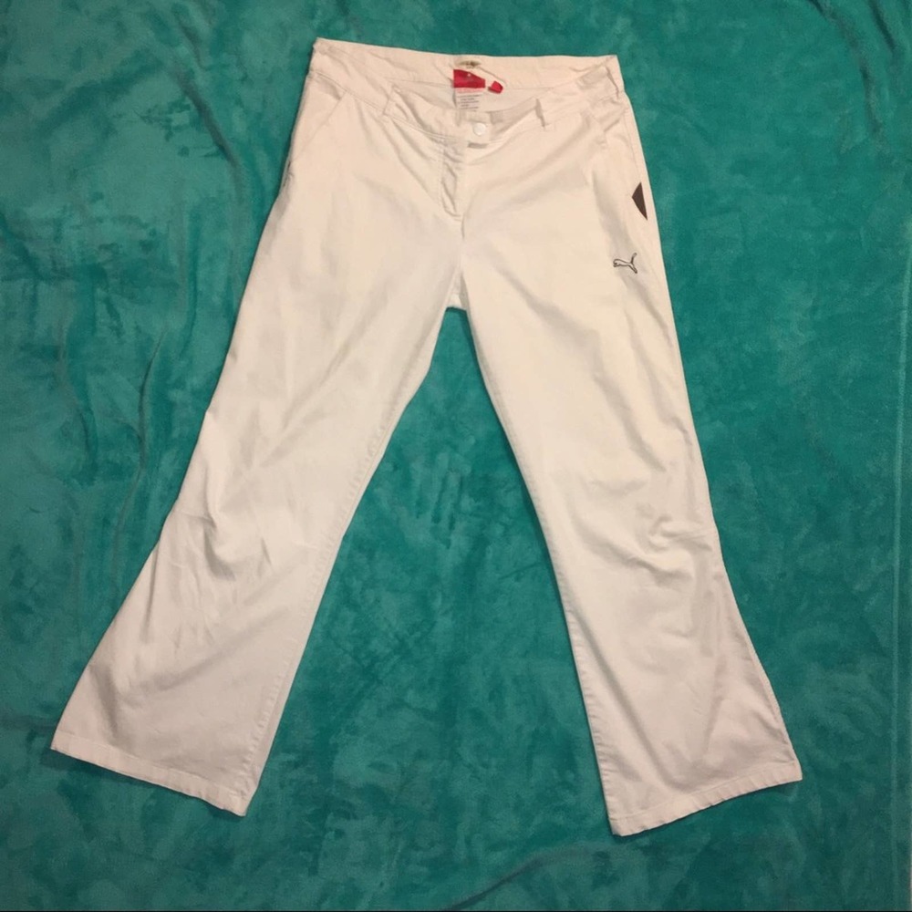 Puma Golf Pants Med White Stretch Snap Zip Button